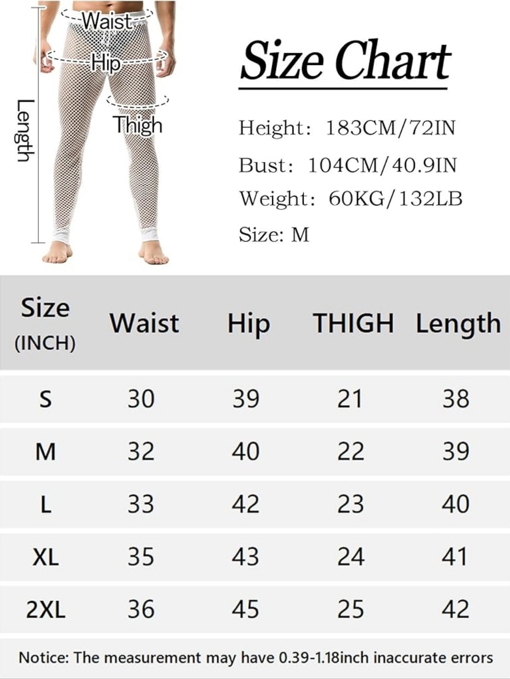 Men’s Mesh Fishnet Pants See Through with Adjustable Waistband, White XXL - Picture 8 of 13